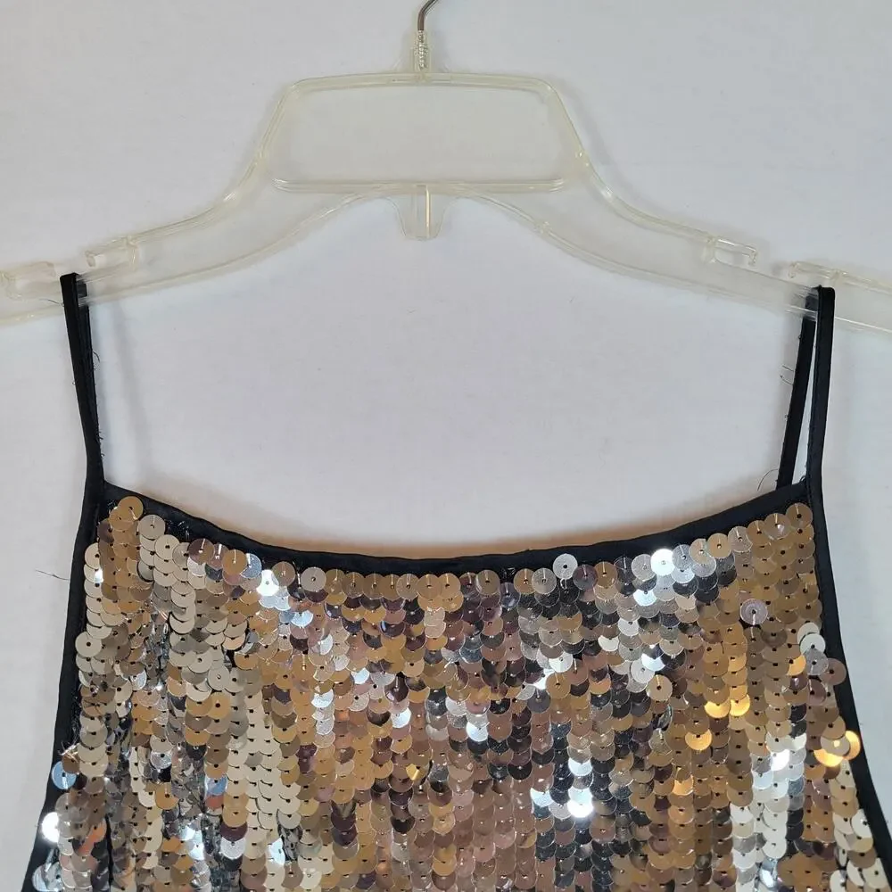 Simon Miller Womens Sequin Lined Mini Dress Size 8 Silver Metallic Clubbin Party